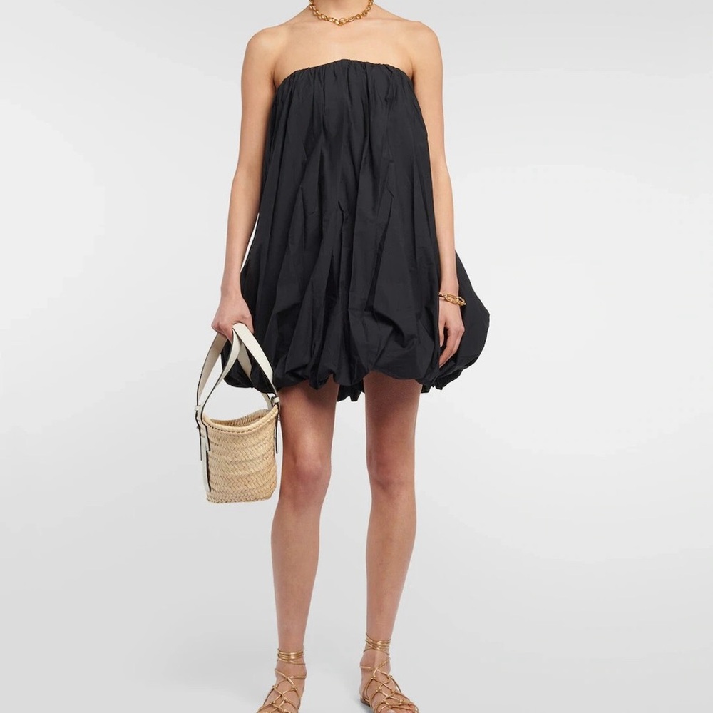 Ulla Johnson polline bubble dress in noir 2  Black Strapless Dress